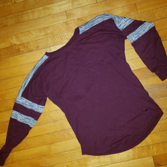 Maroon and Heather Grey Oversized Baseball T-Shirt - Picture 1 of 6